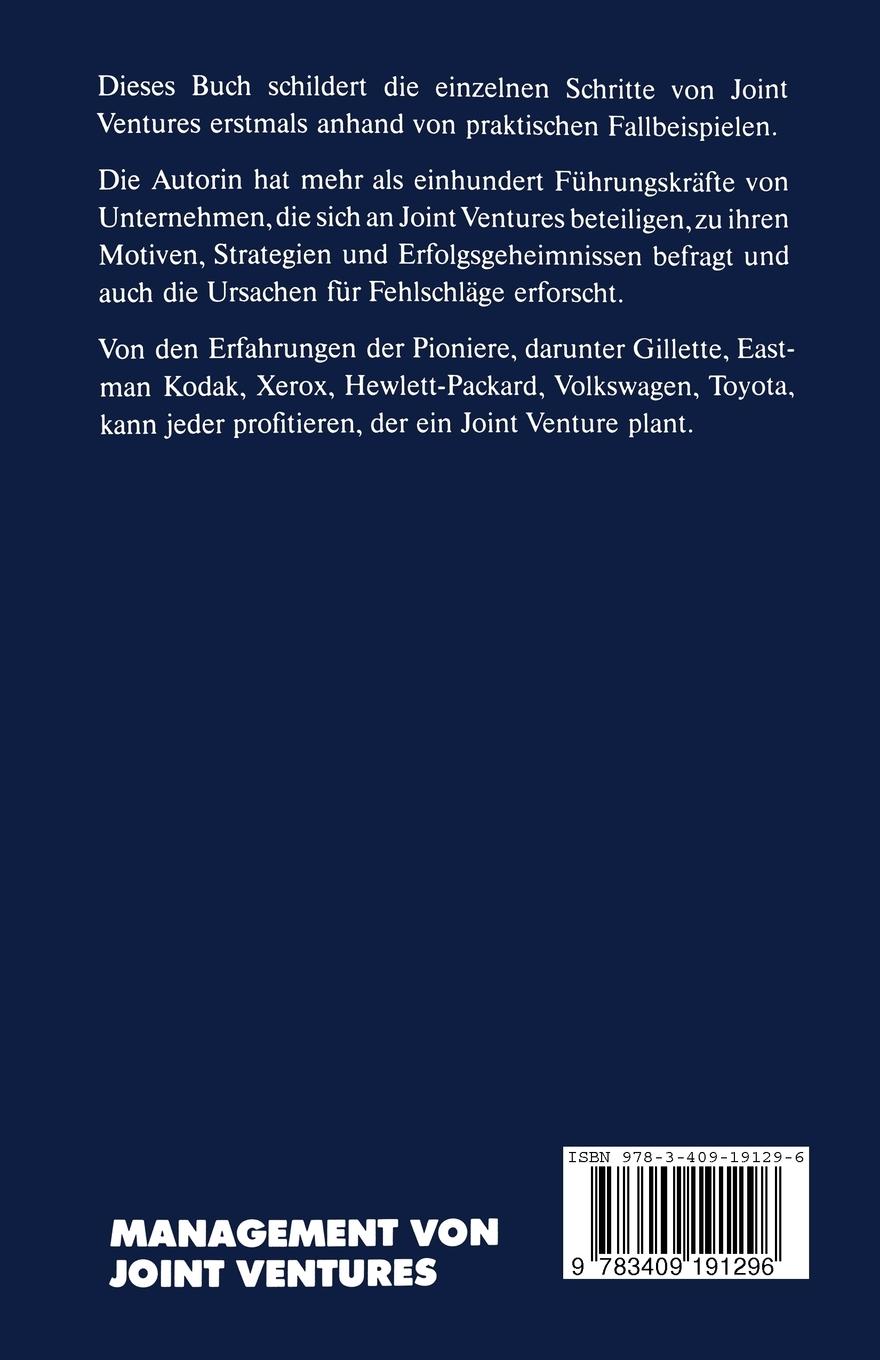 Rückseite: 9783409191296 | Management von Joint Ventures | Susan Goldenberg | Taschenbuch | 1990