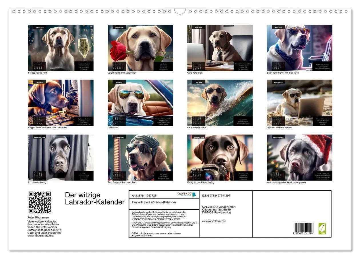 Bild: 9783457541296 | Der witzige Labrador-Kalender (Wandkalender 2026 DIN A2 quer),...