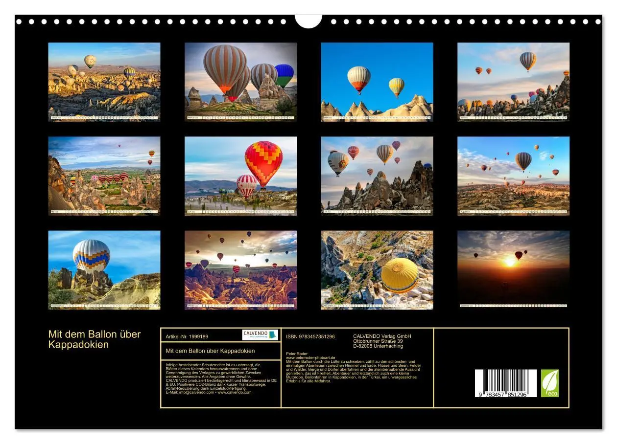 Bild: 9783457851296 | Mit dem Ballon über Kappadokien (Wandkalender 2026 DIN A3 quer),...