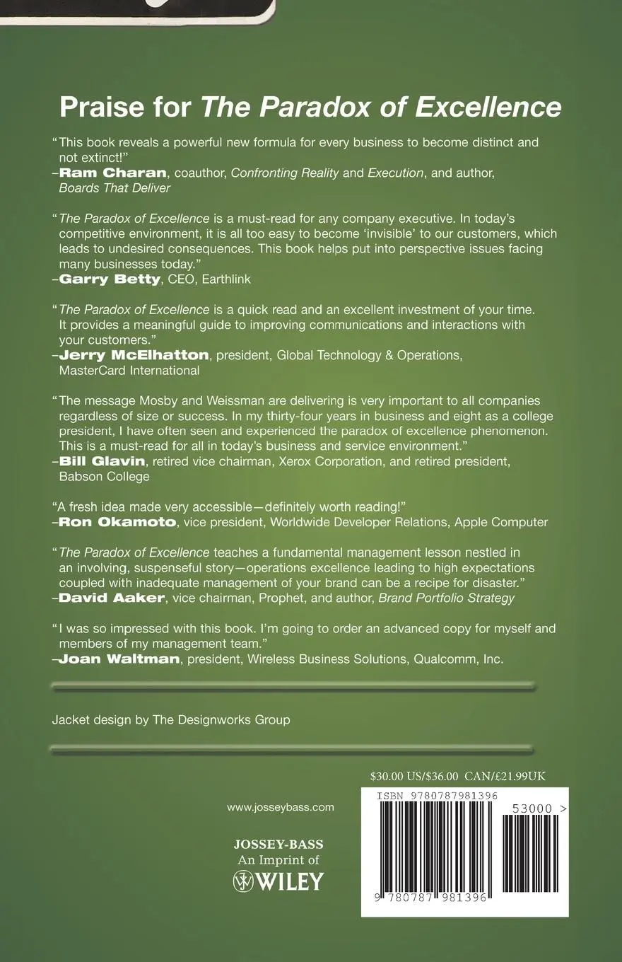 Rückseite: 9780787981396 | The Paradox of Excellence | David Mosby (u. a.) | Taschenbuch | 224 S.