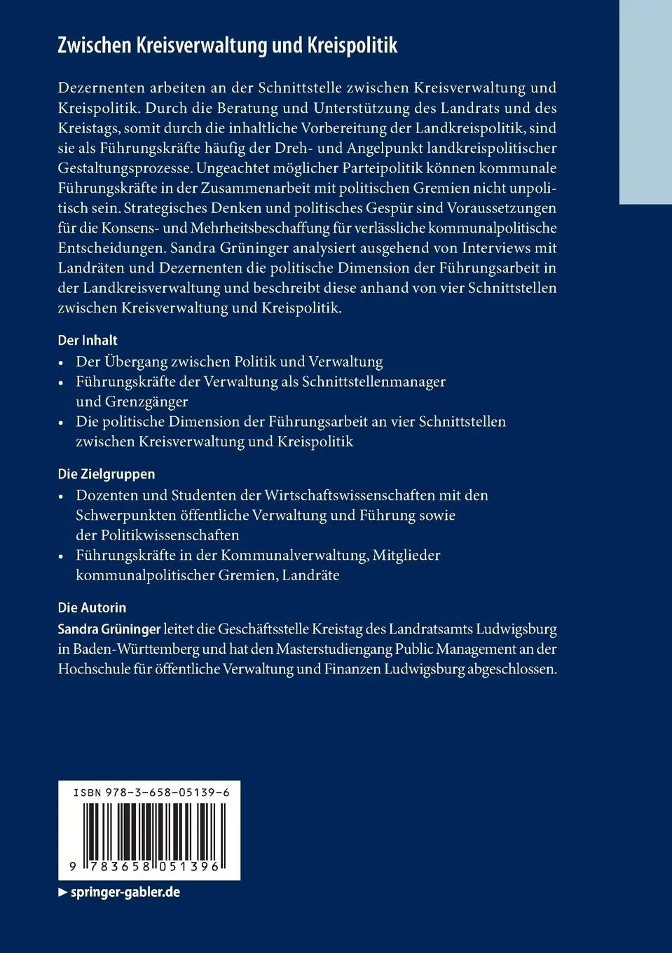 Rückseite: 9783658051396 | Zwischen Kreisverwaltung und Kreispolitik | Sandra Grüninger | Buch