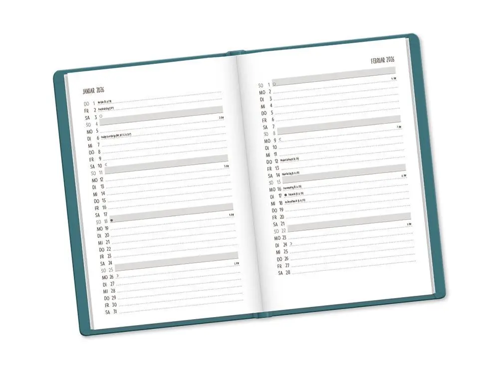 Bild: 9783986361396 | Terminplaner Lederlook 2026 Petrol | Terminplaner Lederlook A6 | Buch