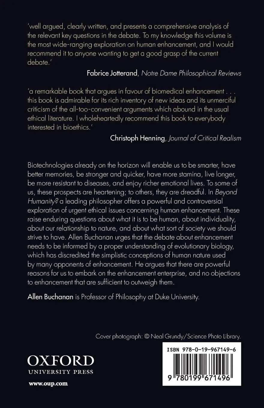 Rückseite: 9780199671496 | Beyond Humanity? | The Ethics of Biomedical Enhancement | Buchanan