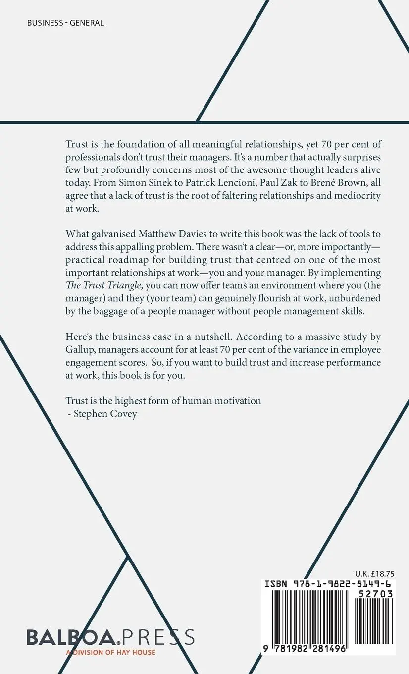 Rückseite: 9781982281496 | The Trust Triangle | How to Manage Humans at Work | Matthew Davies