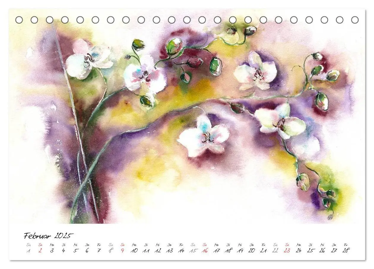 Bild: 9783435501496 | Blumen Blüten Aquarelle (Tischkalender 2025 DIN A5 quer), CALVENDO...