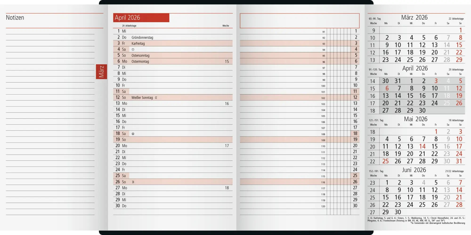 Bild: 4003273791596 | rido/idé 7040302906 Taschenkalender Mod. TM 12 2026 A6, Kunststoff,...