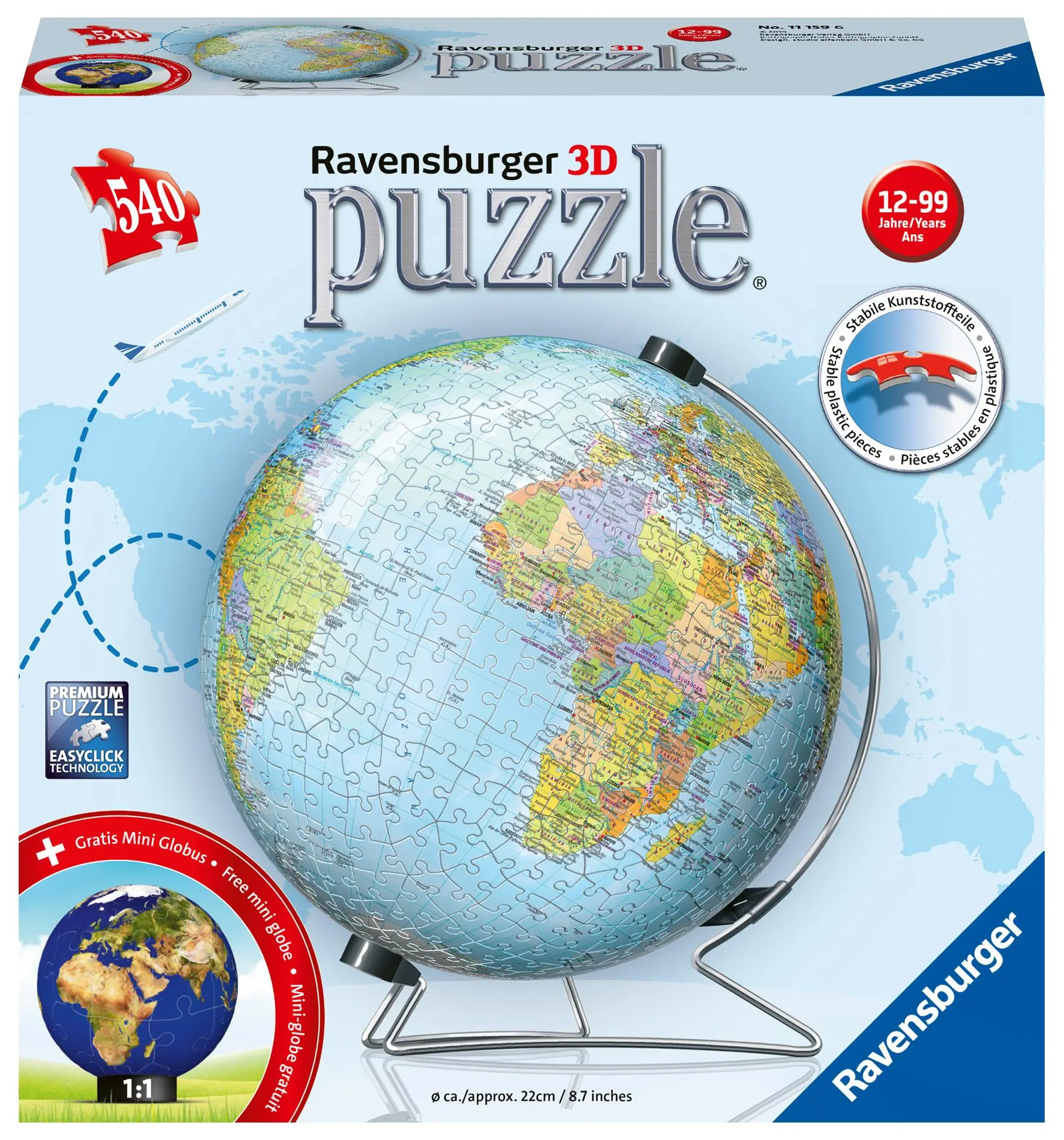 Cover: 4005556111596 | Globus in deutscher Sprache Puzzleball 540 Teile | Spiel | 3D Puzzles