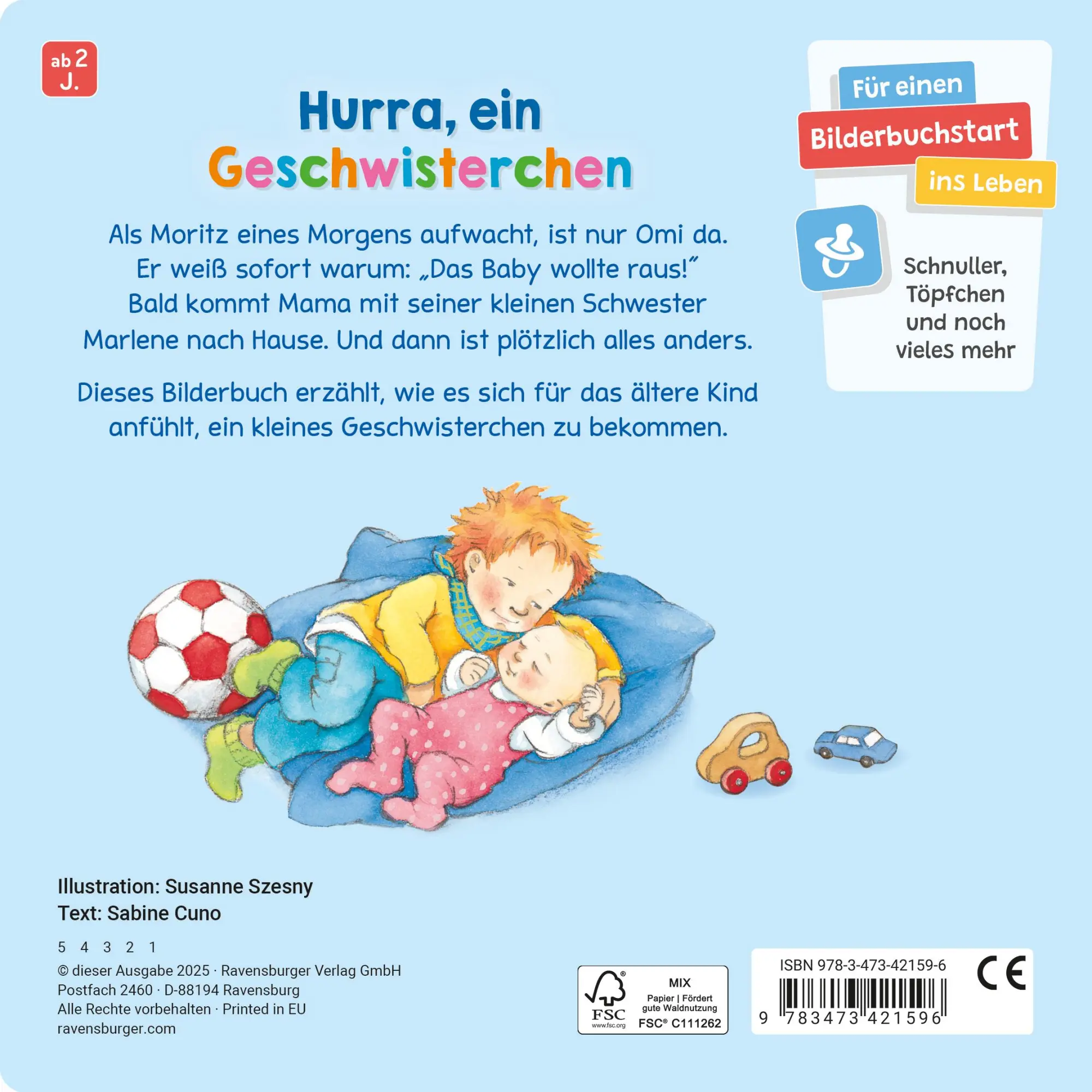 Rückseite: 9783473421596 | Wir sind jetzt vier! | Sabine Cuno | Buch | 24 S. | Deutsch | 2025