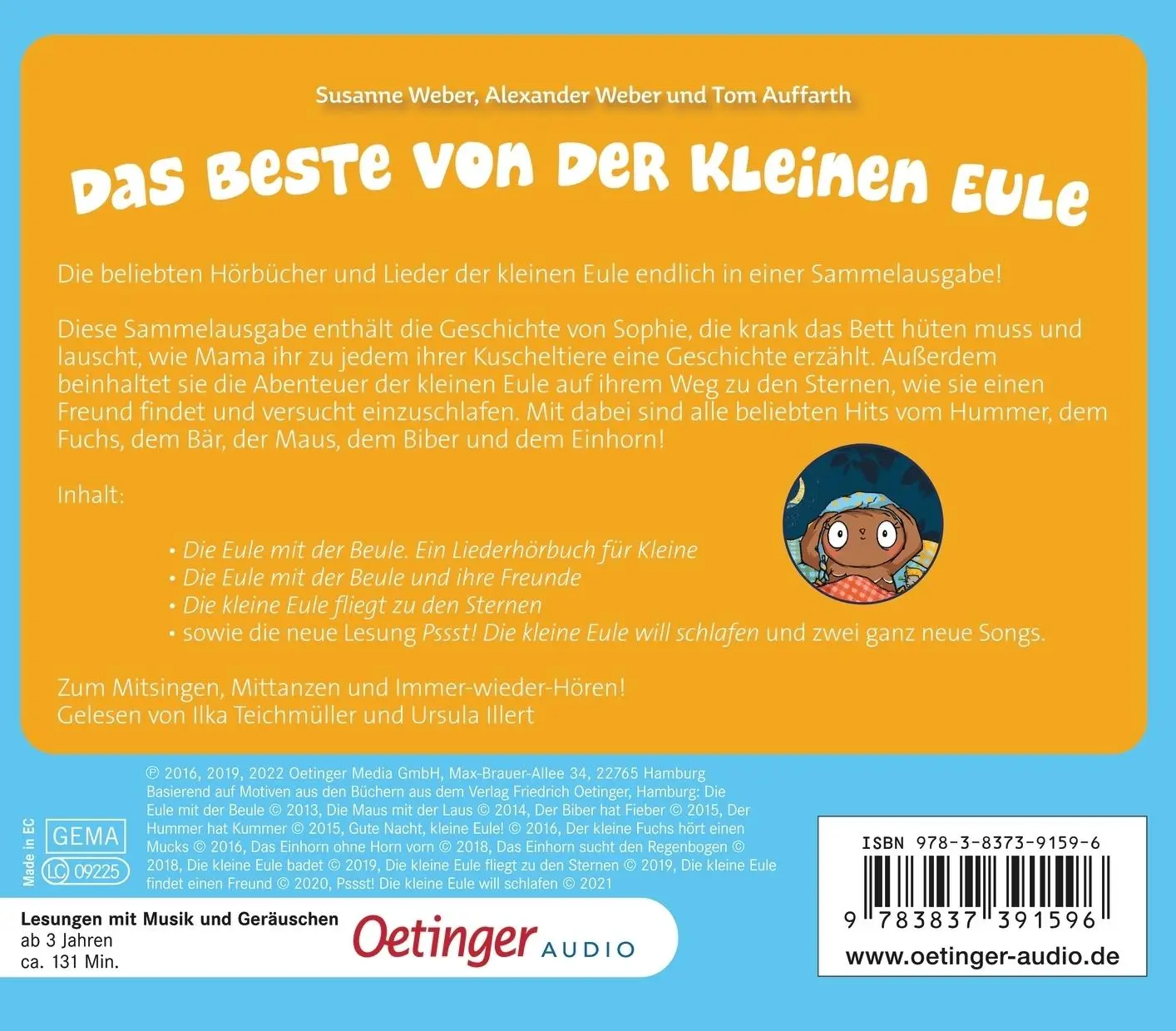 Rückseite: 9783837391596 | Das Beste von der kleinen Eule | Susanne Weber | Audio-CD | Deutsch