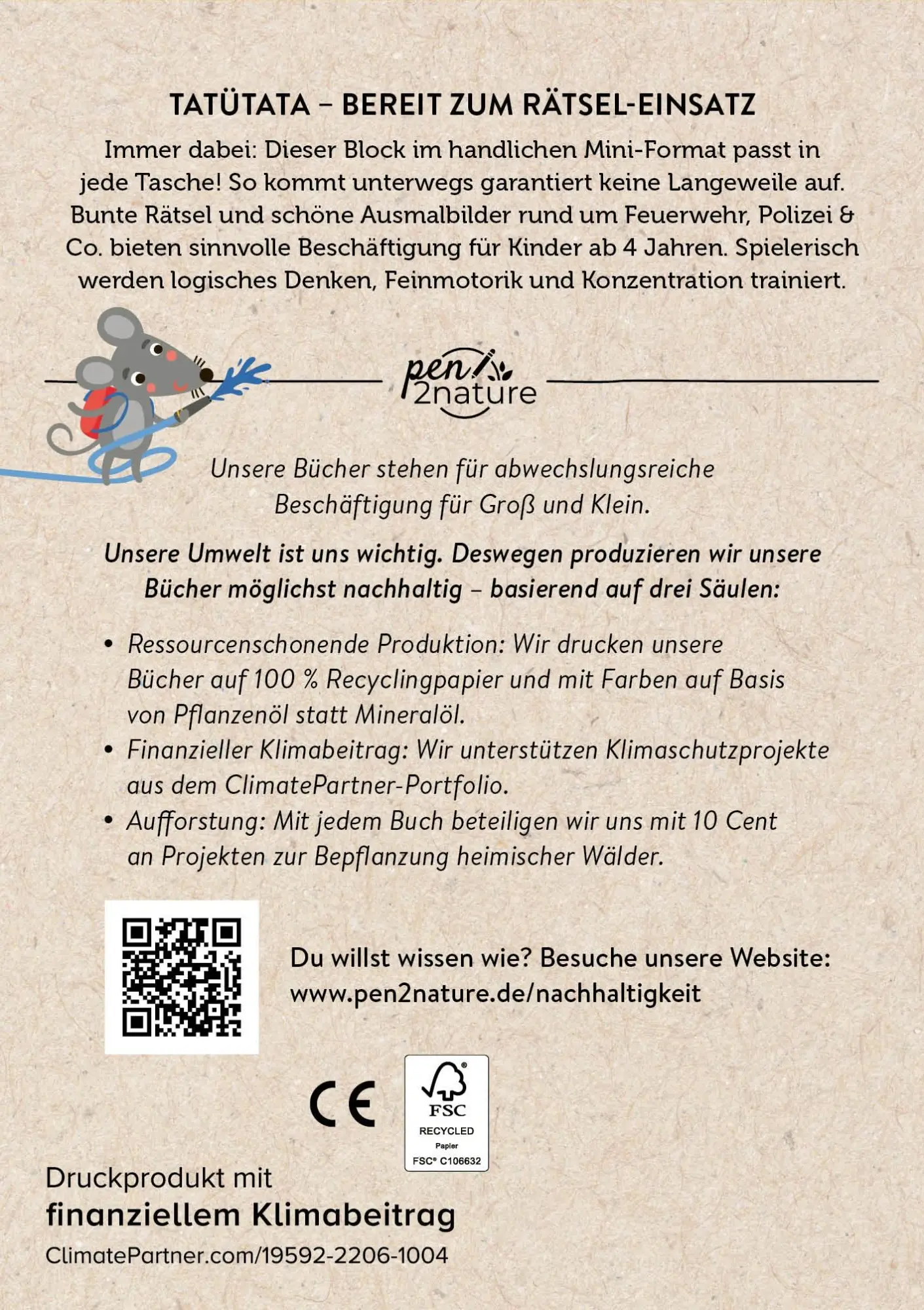 Rückseite: 9783987641596 | Mini-Mitnehm-Block Rätsel-Einsatz | Pen2nature | Taschenbuch | 96 S.