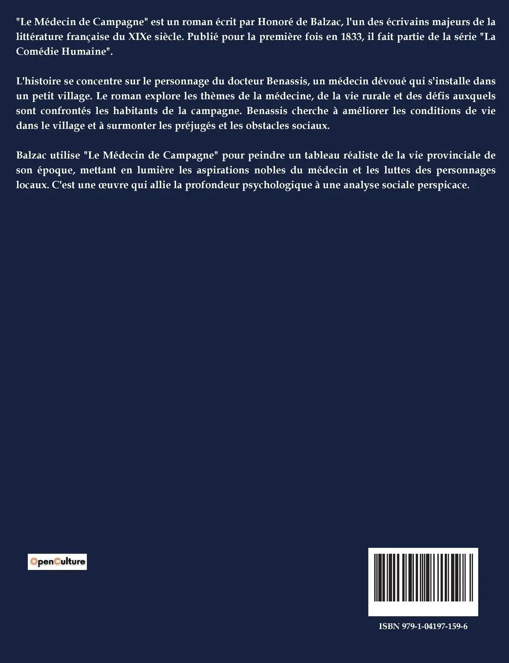 Rückseite: 9791041971596 | LE MÉDECIN DE CAMPAGNE | Honoré de Balzac | Taschenbuch | Französisch