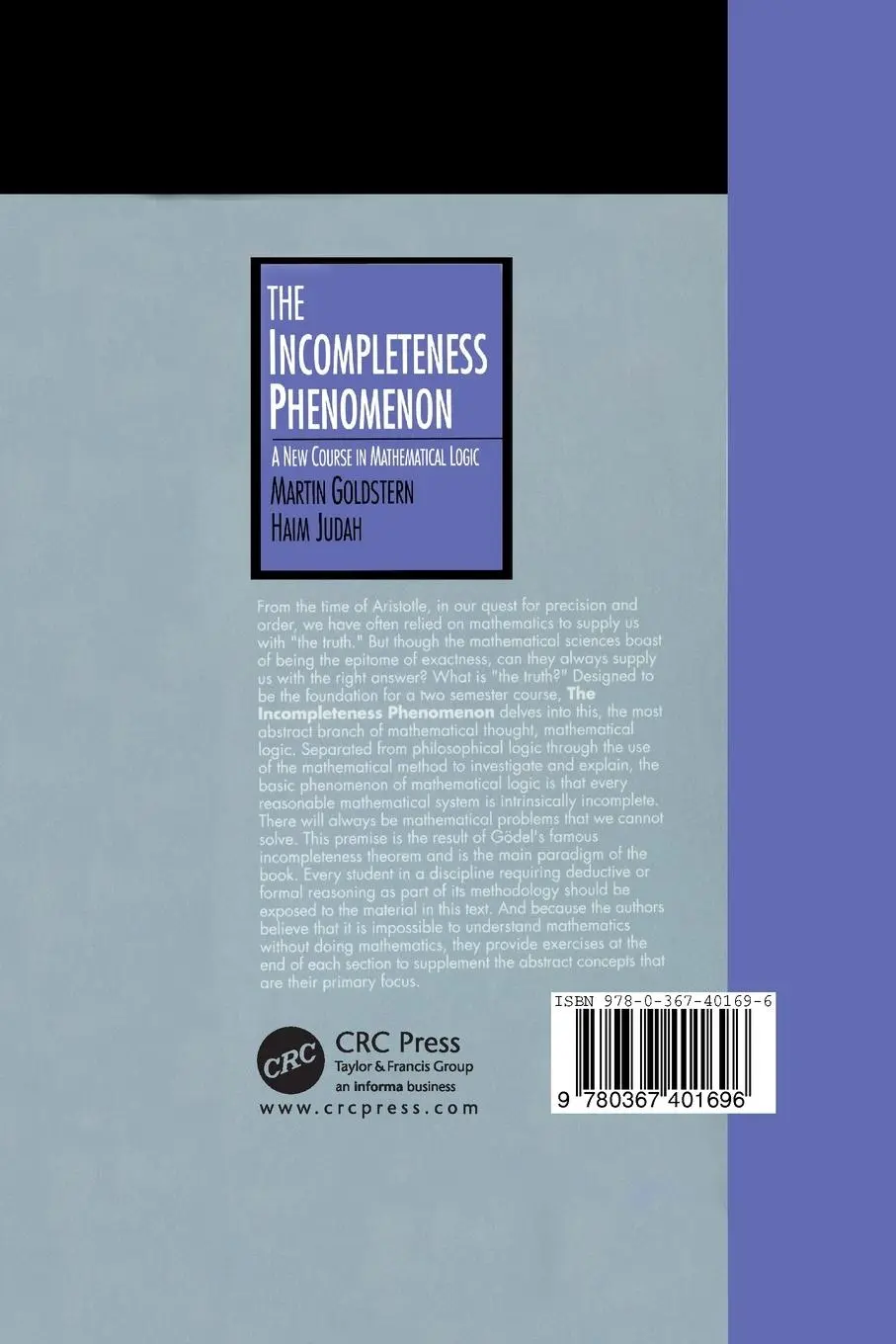 Rückseite: 9780367401696 | The Incompleteness Phenomenon | Martin Goldstern (u. a.) | Taschenbuch