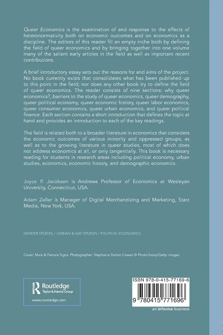 Rückseite: 9780415771696 | Queer Economics | A Reader | Joyce Jacobsen (u. a.) | Taschenbuch