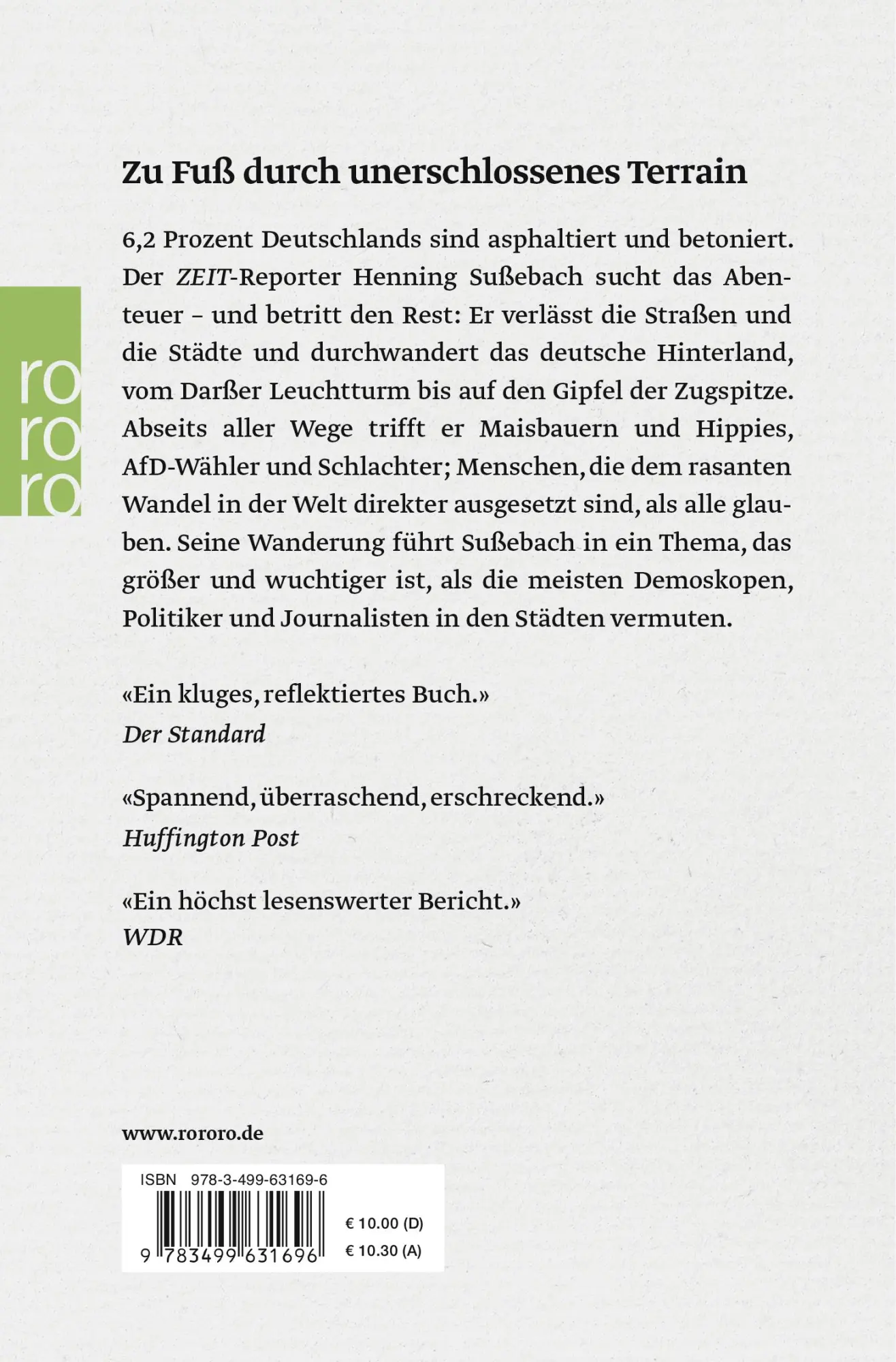 Rückseite: 9783499631696 | Deutschland ab vom Wege | Eine Reise durch das Hinterland | Sußebach