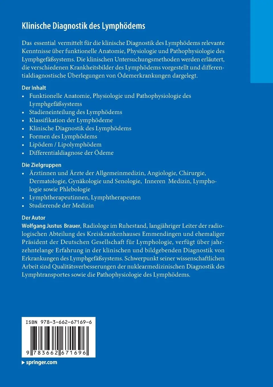 Rückseite: 9783662671696 | Klinische Diagnostik des Lymphödems | Eine Einführung für Ärzte | Buch