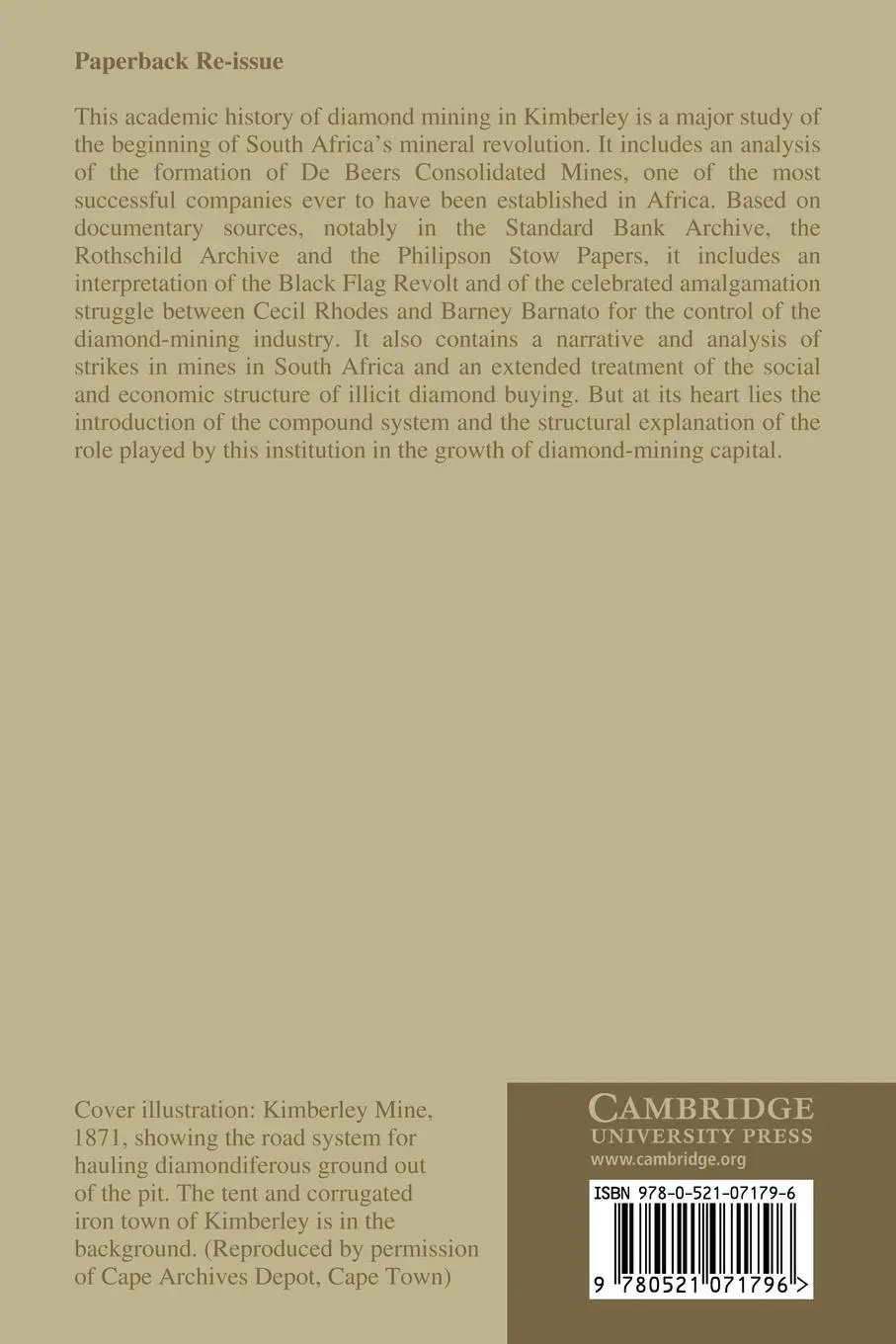 Rückseite: 9780521071796 | Capital and Labour on the Kimberley Diamond Fields, 1871 1890 | Buch