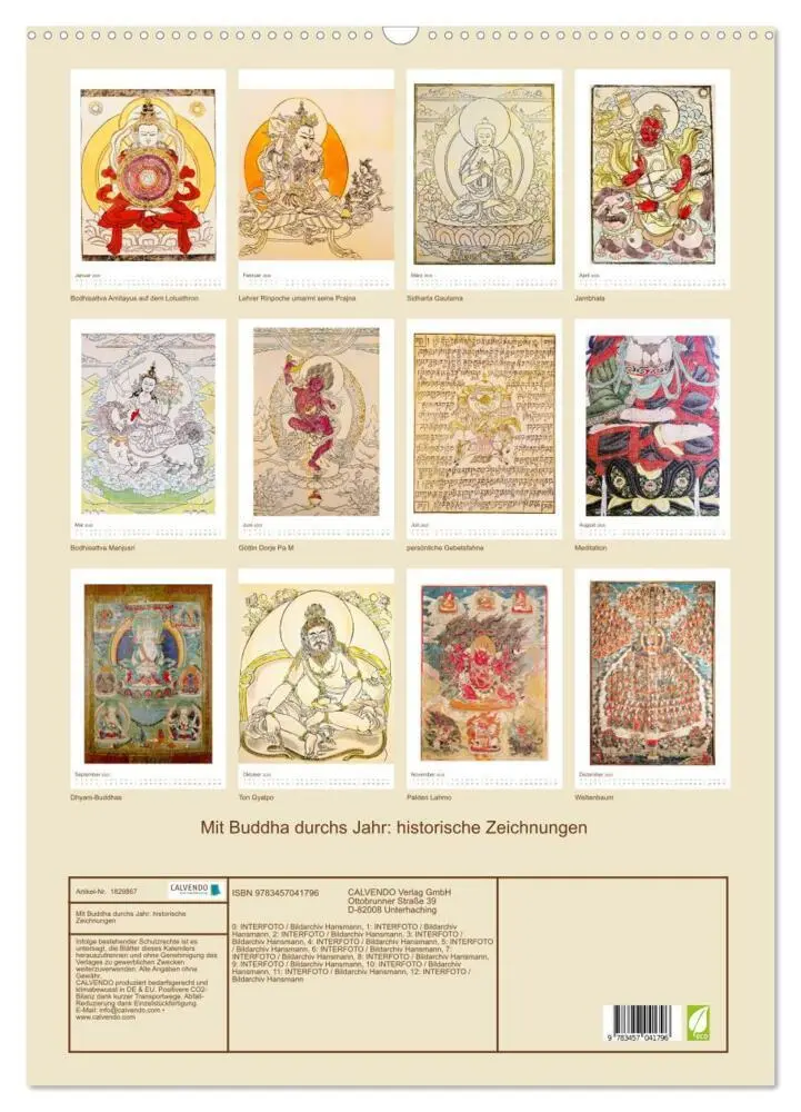 Bild: 9783457041796 | Mit Buddha durchs Jahr: historische Zeichnungen (Wandkalender 2025...