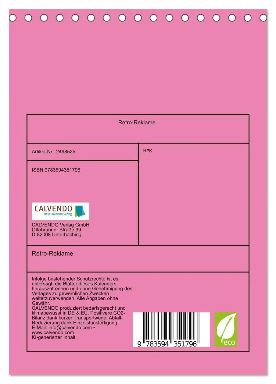 Bild: 9783594351796 | Retro-Reklame (Tischkalender 2027 DIN A5 hoch), CALVENDO...