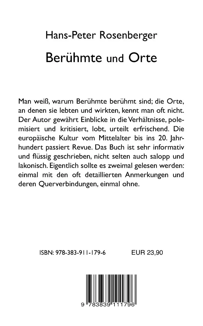 Rückseite: 9783839111796 | Berühmte und Orte | Hans-Peter Rosenberger | Taschenbuch | 376 S.