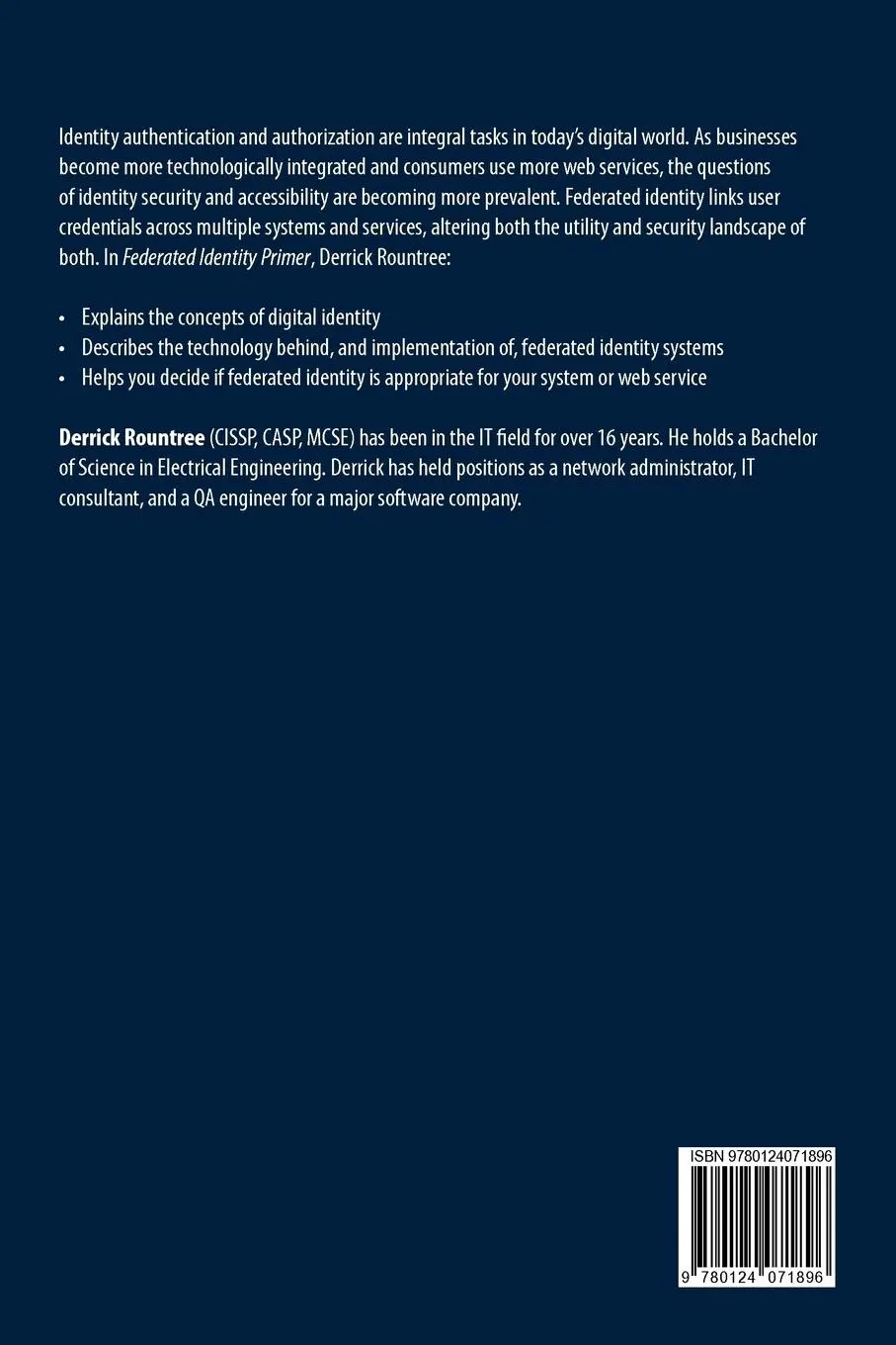 Rückseite: 9780124071896 | Federated Identity Primer | D. Rountree | Taschenbuch | Englisch