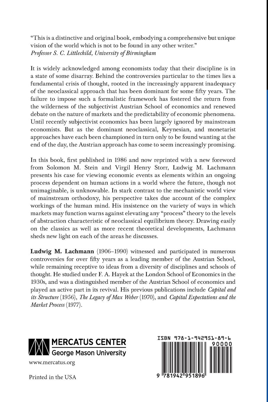 Rückseite: 9781942951896 | The Market as an Economic Process | Ludwig M. Lachmann | Taschenbuch