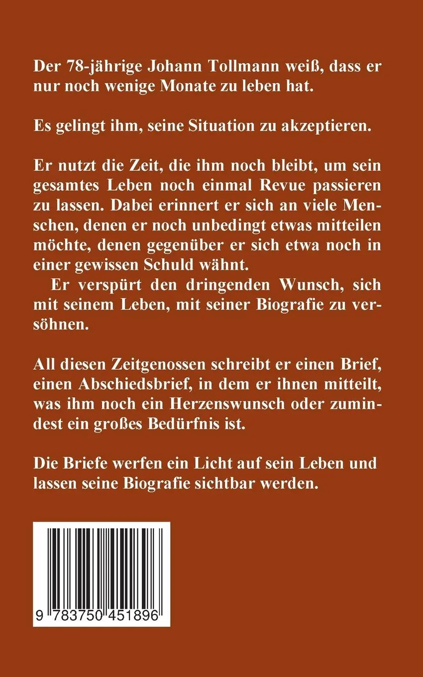 Rückseite: 9783750451896 | Abschiedsbriefe eines Sterbenden | Josef F. Justen | Taschenbuch