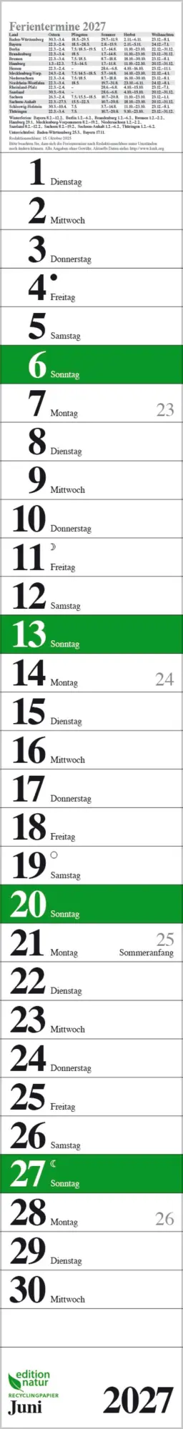 Bild: 9783819301896 | Streifenplaner Praktika Grün Recyclingpapier 2027 | Verlag Korsch