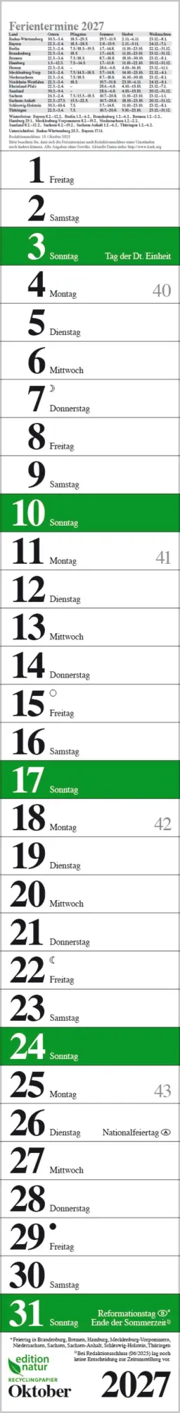 Bild: 9783819301896 | Streifenplaner Praktika Grün Recyclingpapier 2027 | Verlag Korsch