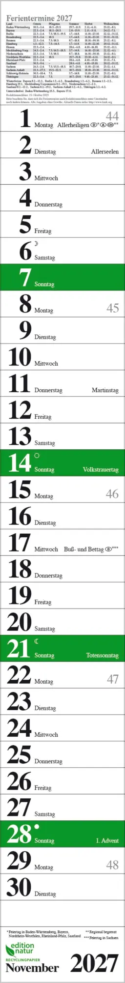 Bild: 9783819301896 | Streifenplaner Praktika Grün Recyclingpapier 2027 | Verlag Korsch