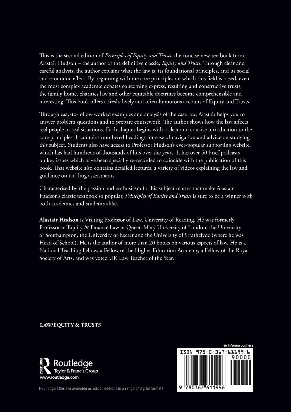 Rückseite: 9780367611996 | Principles of Equity and Trusts | Alastair Hudson | Taschenbuch | 2021