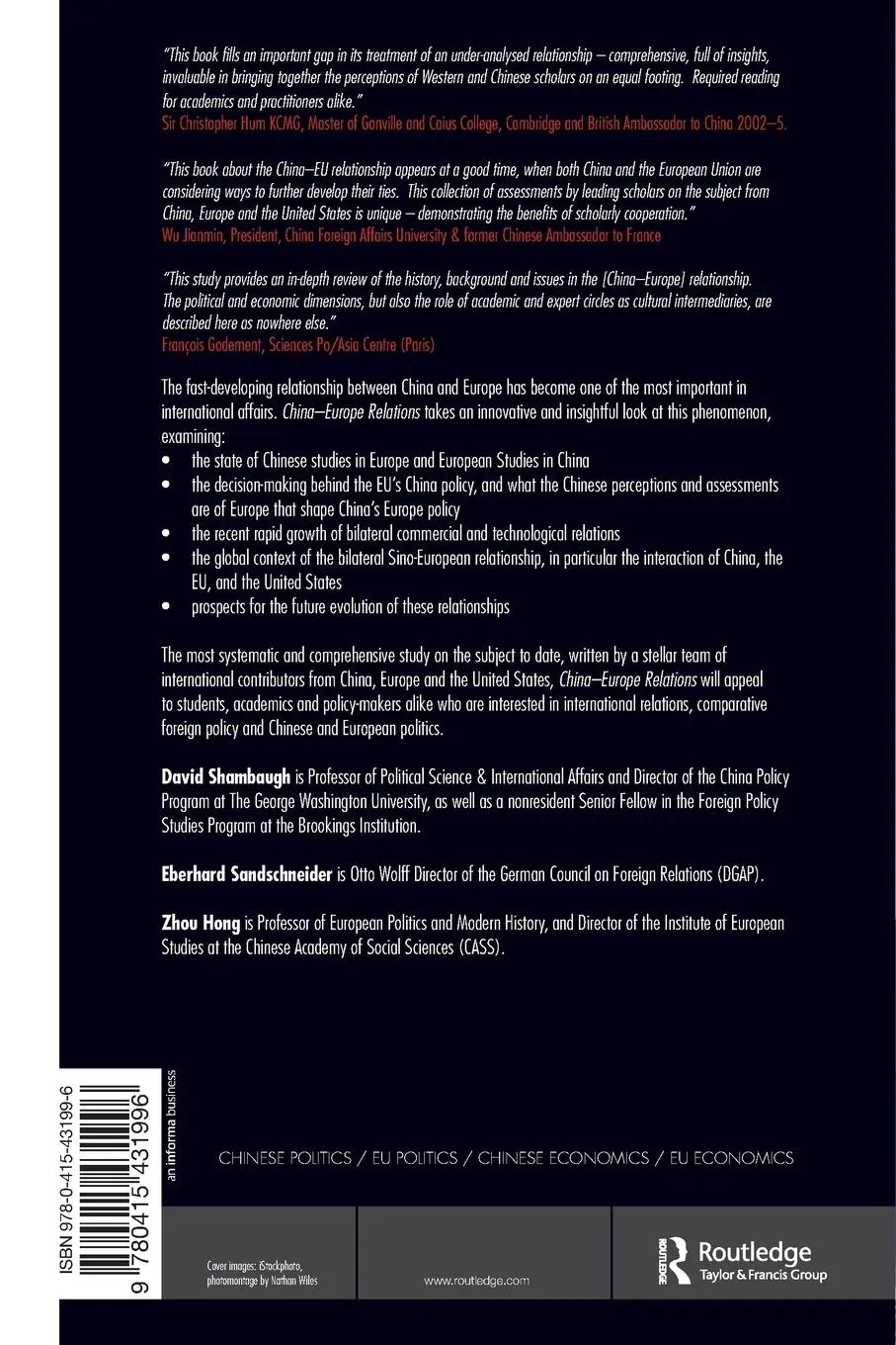 Rückseite: 9780415431996 | China-Europe Relations | Perceptions, Policies and Prospects | Buch