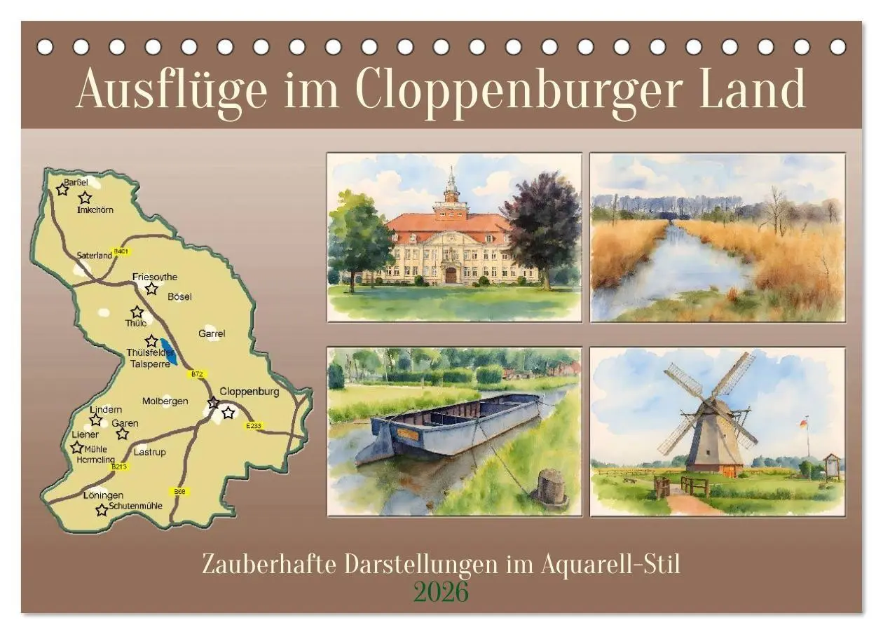 Cover: 9783516731996 | Ausflüge im Cloppenburger Land (Tischkalender 2026 DIN A5 quer),...