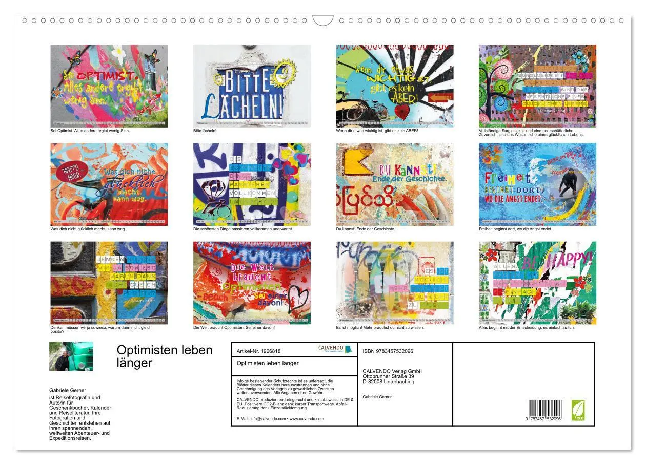 Bild: 9783457532096 | Optimisten leben länger (Wandkalender 2026 DIN A2 quer), CALVENDO...