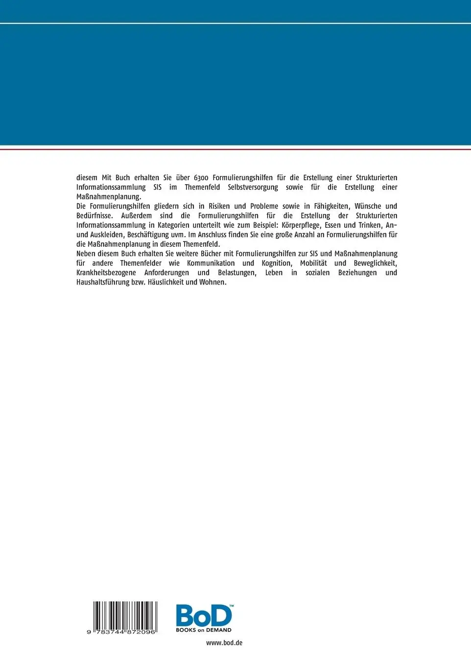 Rückseite: 9783744872096 | Formulierungshilfen für die Strukturierte Informationssammlung SIS...