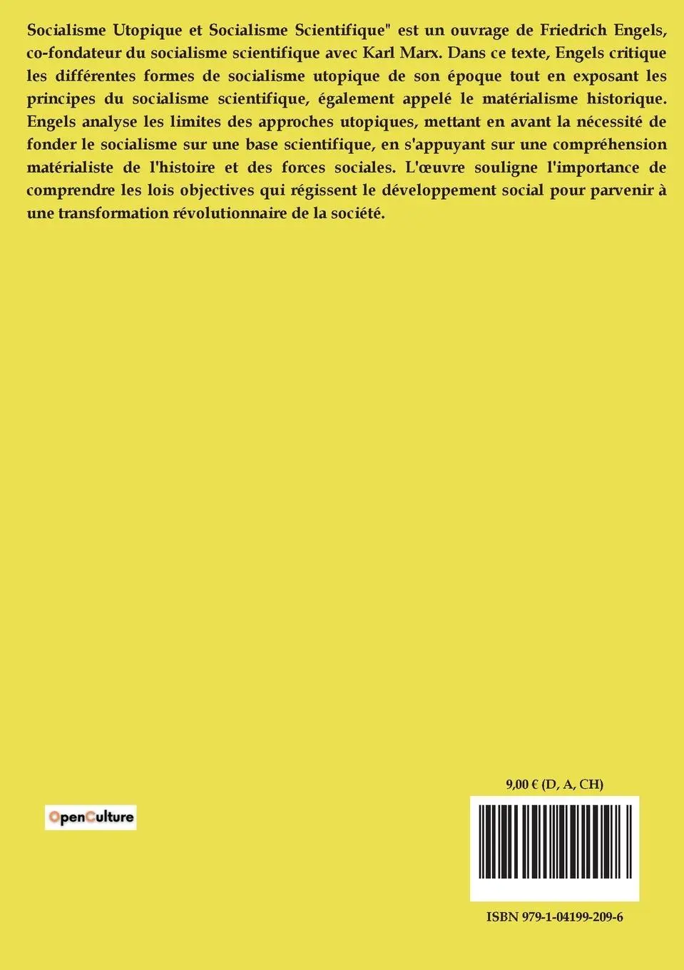 Rückseite: 9791041992096 | Socialisme Utopique et Socialisme Scientifique | Friedrich Engels