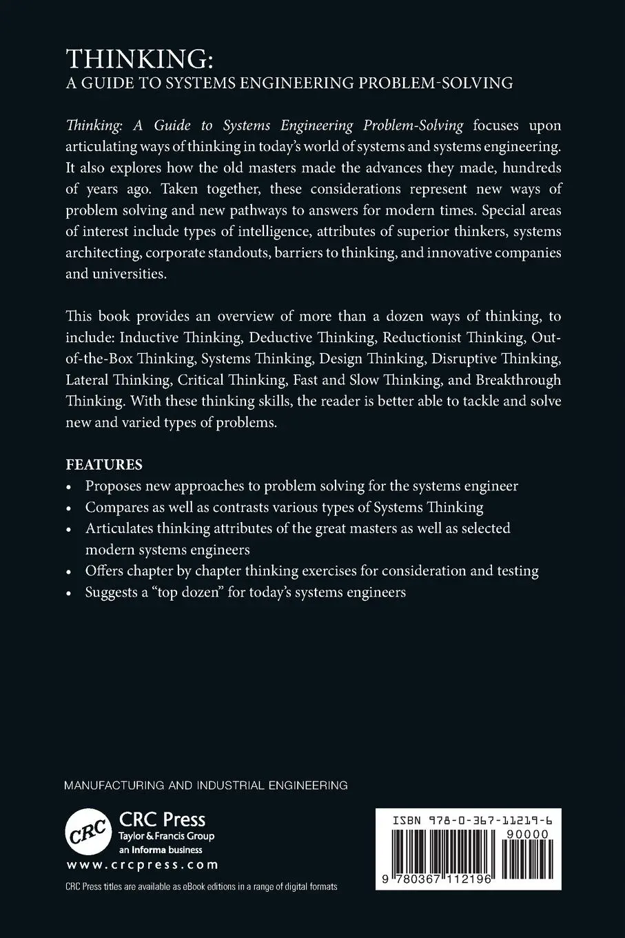 Rückseite: 9780367112196 | Thinking | A Guide to Systems Engineering Problem-Solving | Eisner