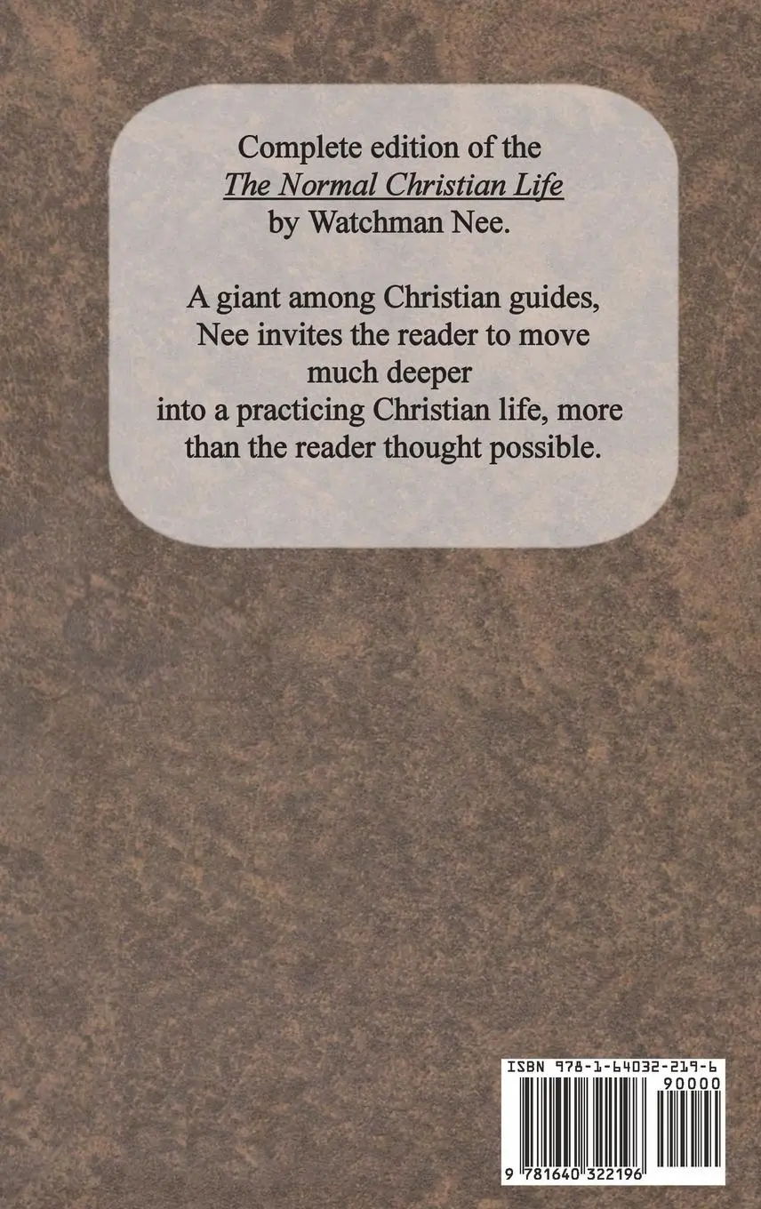 Rückseite: 9781640322196 | The Normal Christian Life | Watchman Nee | Buch | Englisch