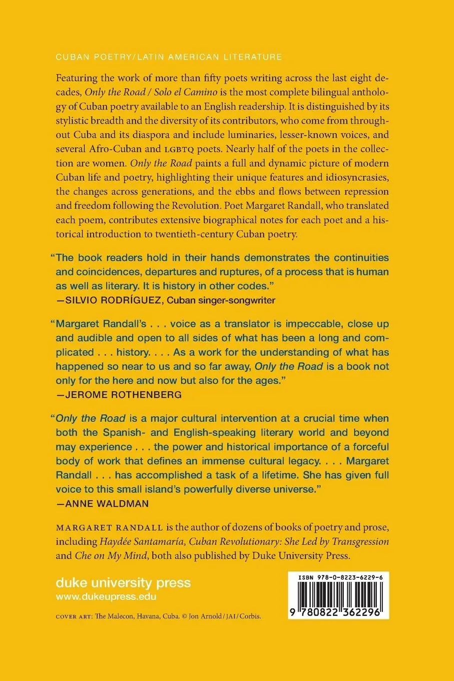 Rückseite: 9780822362296 | Only the Road / Solo el Camino | Eight Decades of Cuban Poetry | Buch