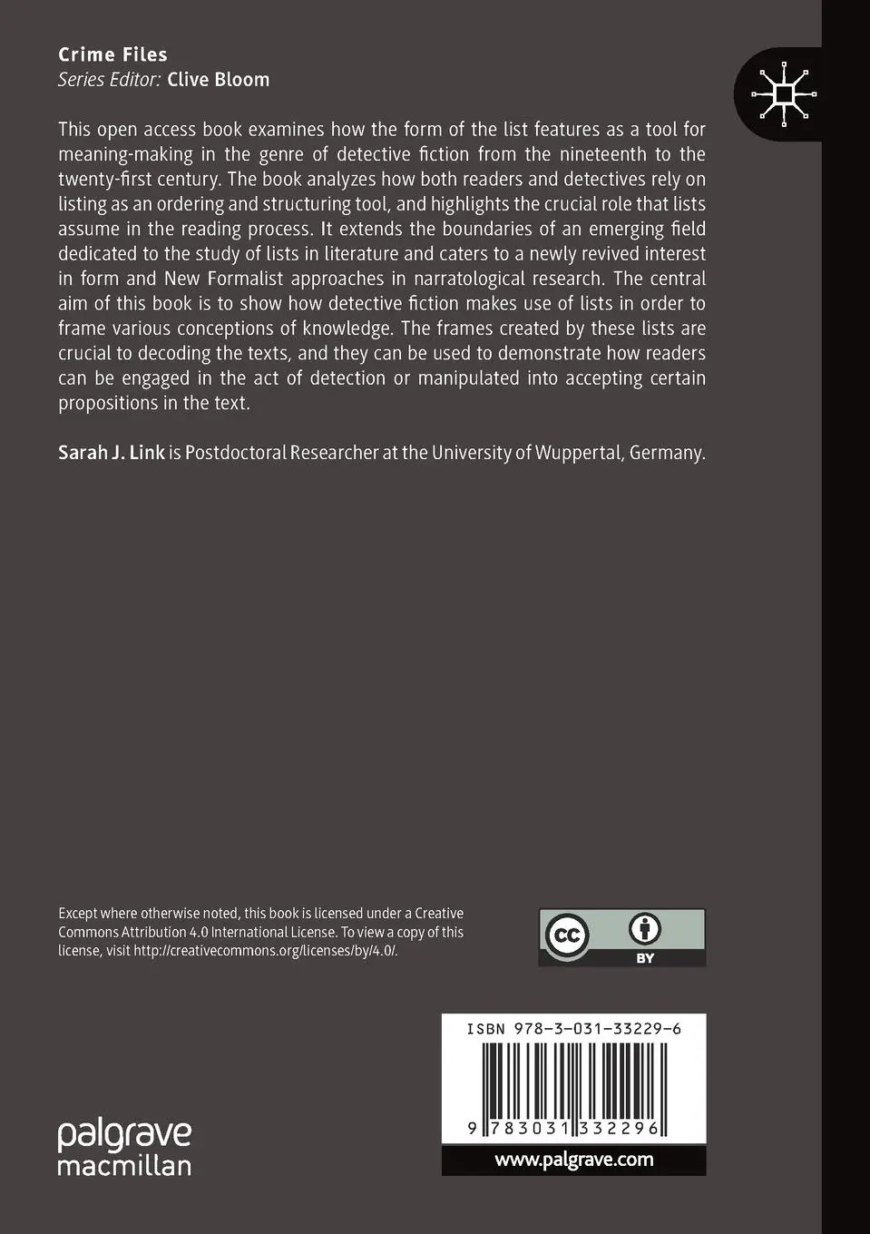 Rückseite: 9783031332296 | A Narratological Approach to Lists in Detective Fiction | Link | Buch