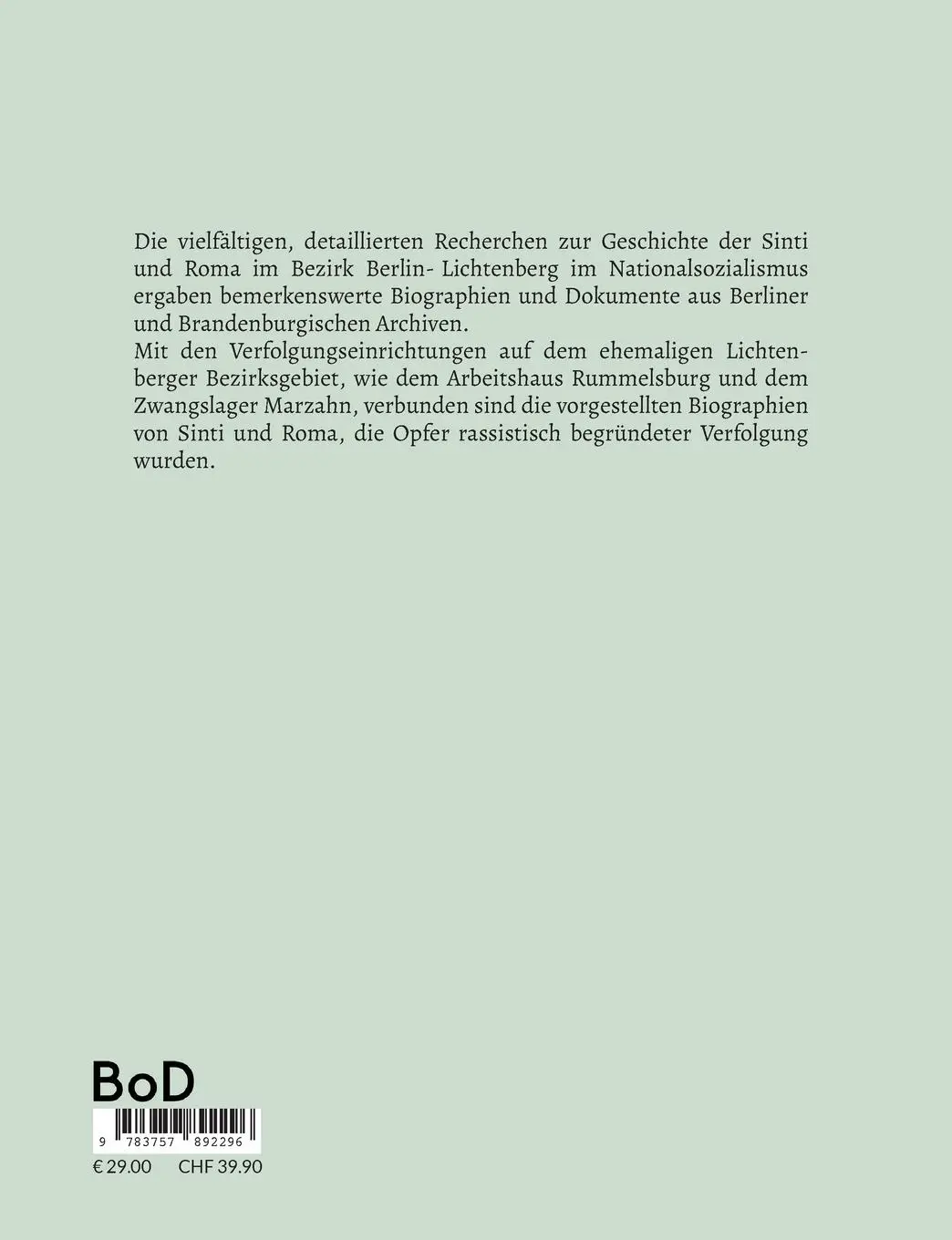 Rückseite: 9783757892296 | Sinti und Roma in Berlin-Lichtenberg 1933-1945 | Barbara Danckwortt