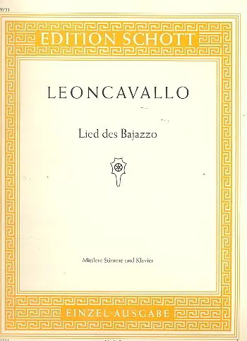 Cover: 9790001092296 | Der Bajazzo | Lache, Bajazzo (Lied des Bajazzo) | Ruggero Leoncavallo