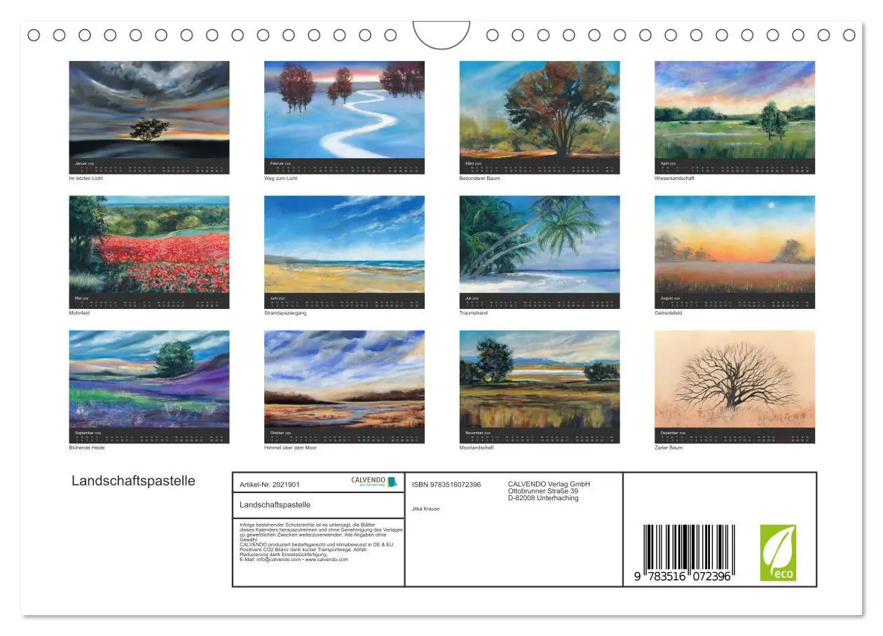 Bild: 9783516072396 | Landschaftspastelle (Wandkalender 2026 DIN A4 quer), CALVENDO...