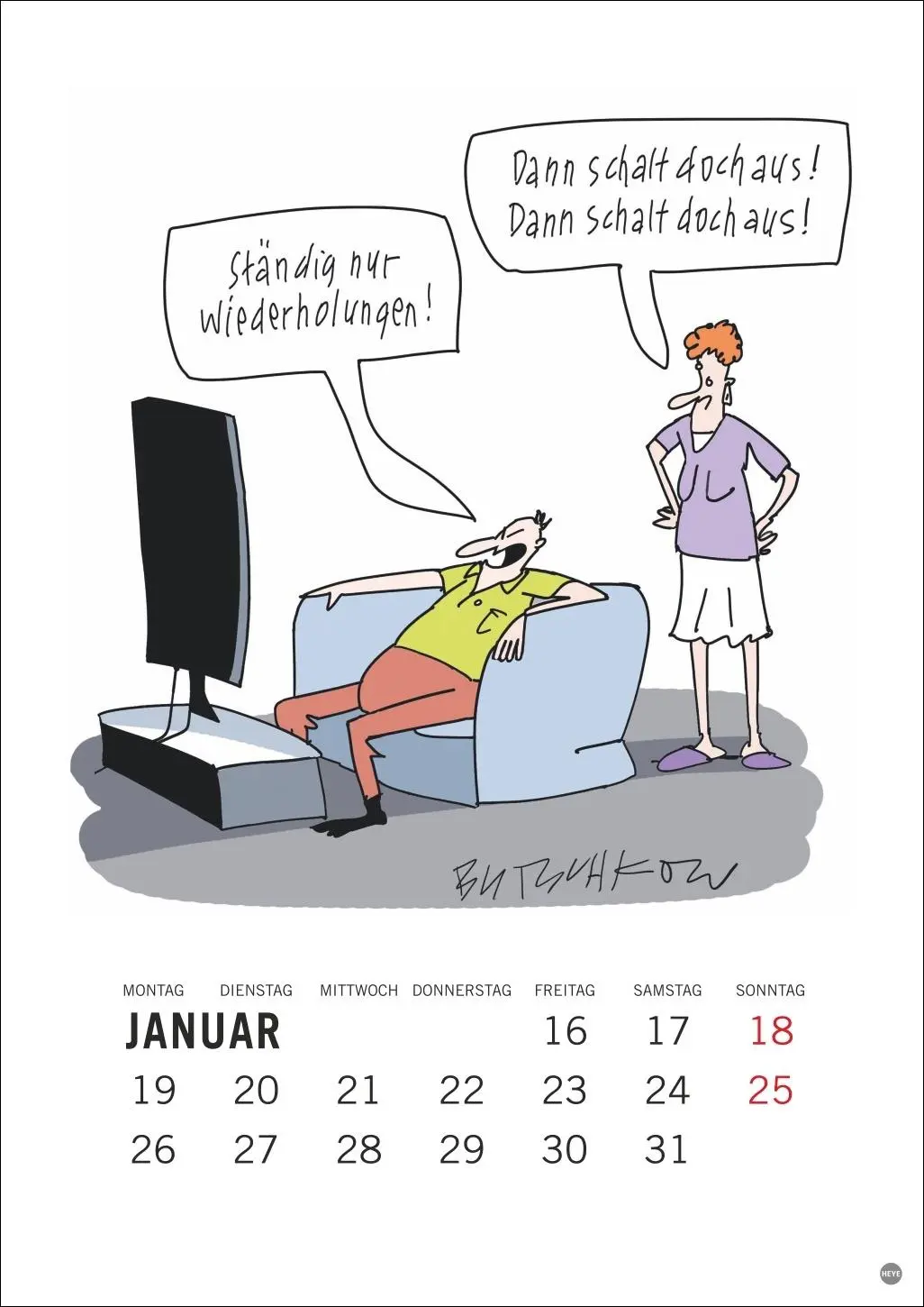 Bild: 9783756412396 | Peter Butschkow: Cartoon-Kracher Halbmonatskalender 2026 | Butschkow