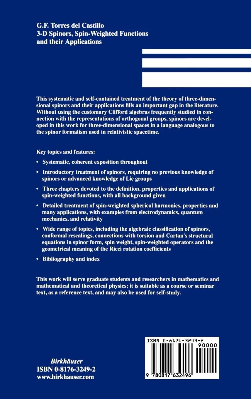 Rückseite: 9780817632496 | 3-D Spinors, Spin-Weighted Functions and their Applications | Castillo