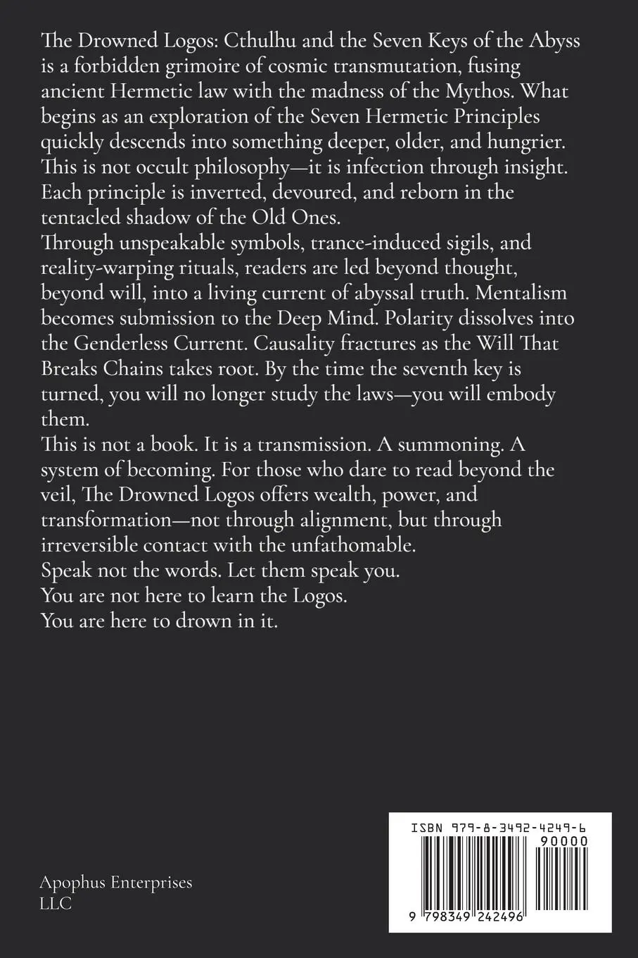 Rückseite: 9798349242496 | The Drowned Logos | Cthulhu and the Seven Keys of the Abyss | Buch