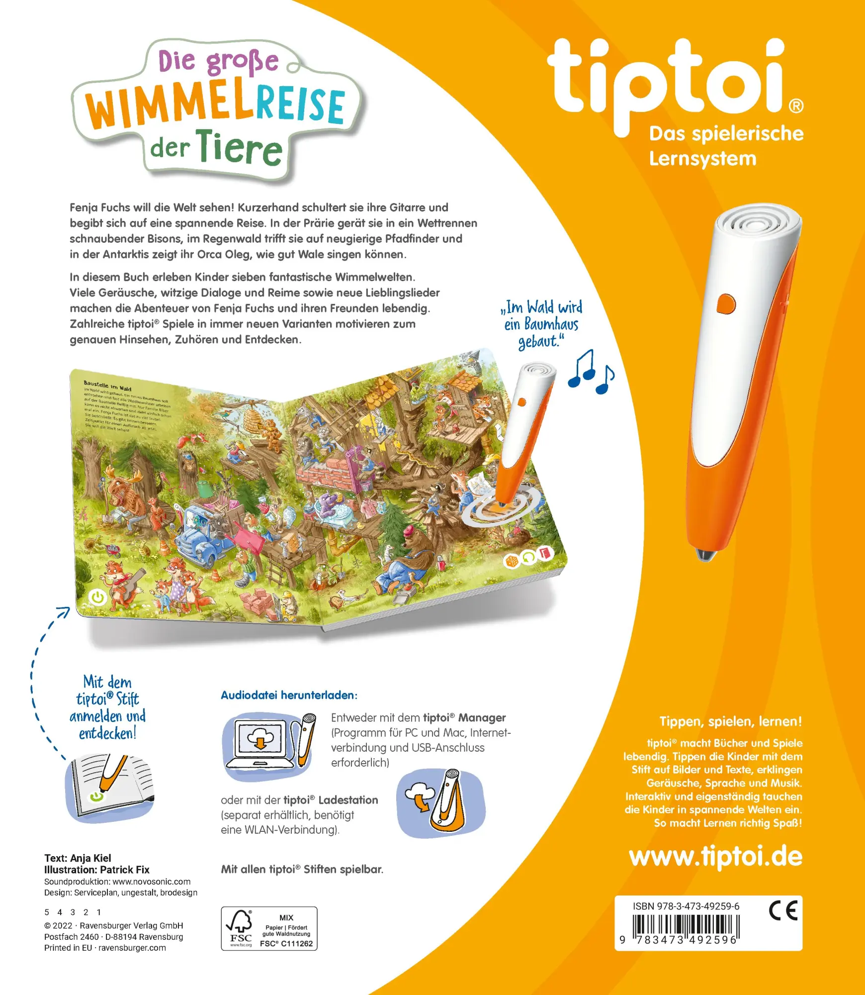 Rückseite: 9783473492596 | tiptoi® Die große Wimmelreise der Tiere | Anja Kiel | Buch | tiptoi®