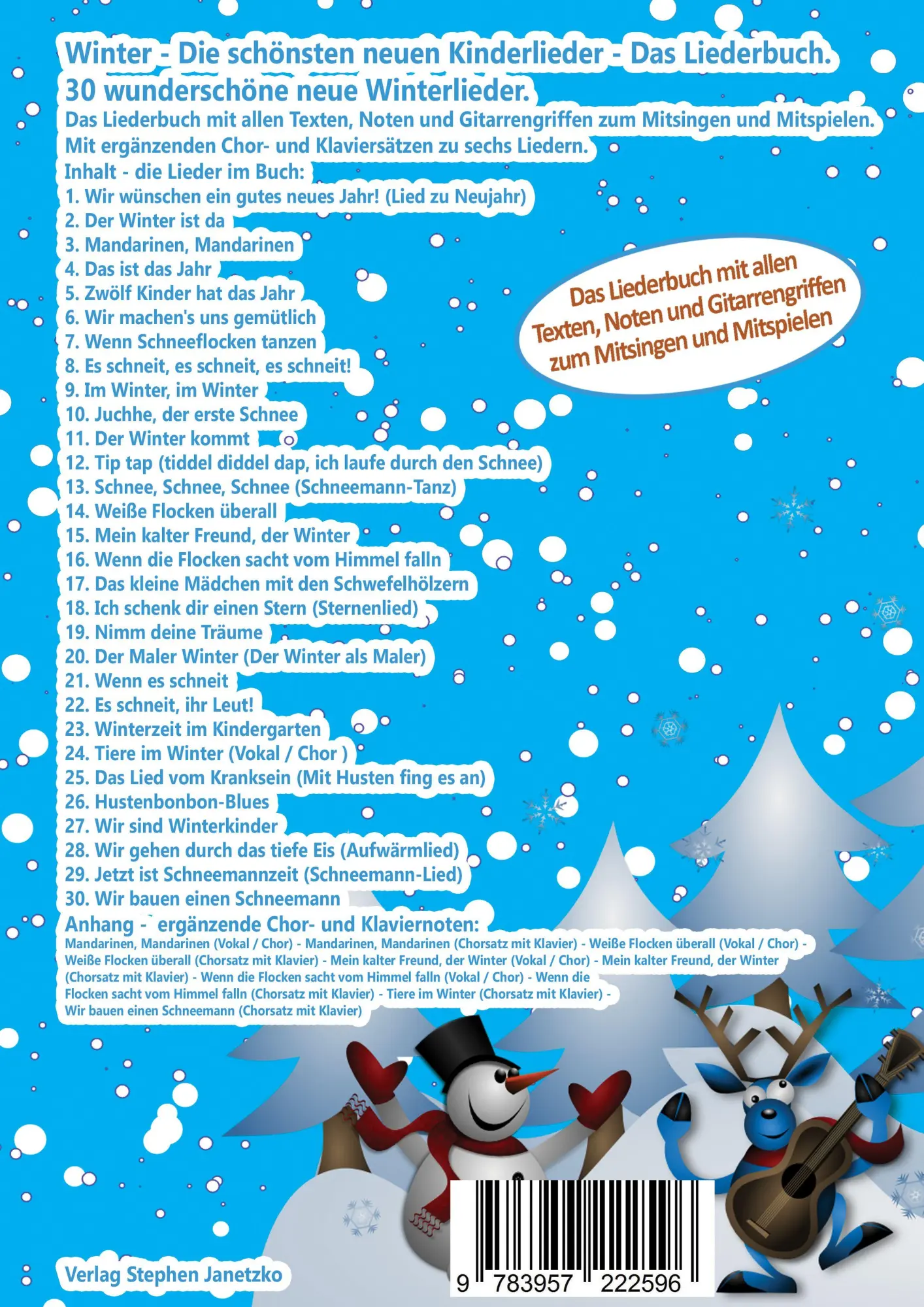 Rückseite: 9783957222596 | Winter - Die schönsten neuen Kinderlieder - Das Liederbuch | Janetzko