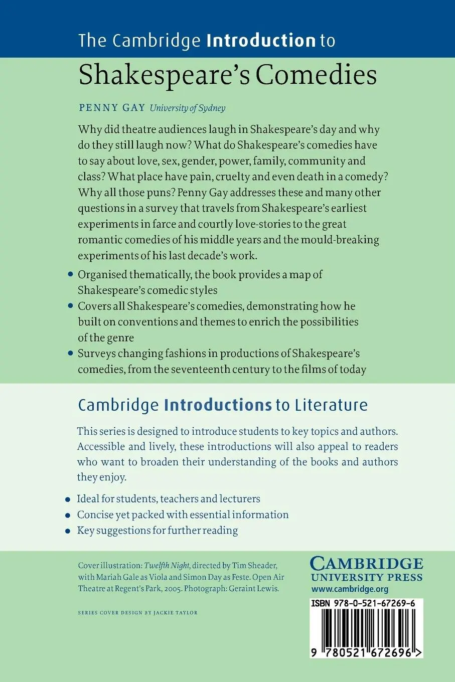 Rückseite: 9780521672696 | The Cambridge Introduction to Shakespeare's Comedies | Penny Gay