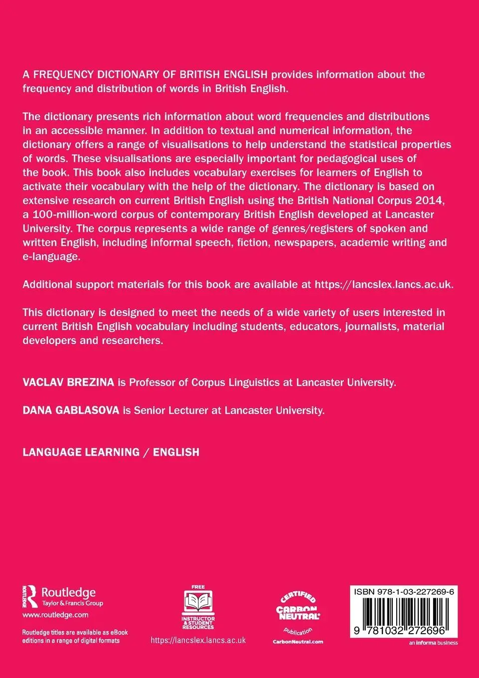 Rückseite: 9781032272696 | A Frequency Dictionary of British English | Vaclav Brezina (u. a.)
