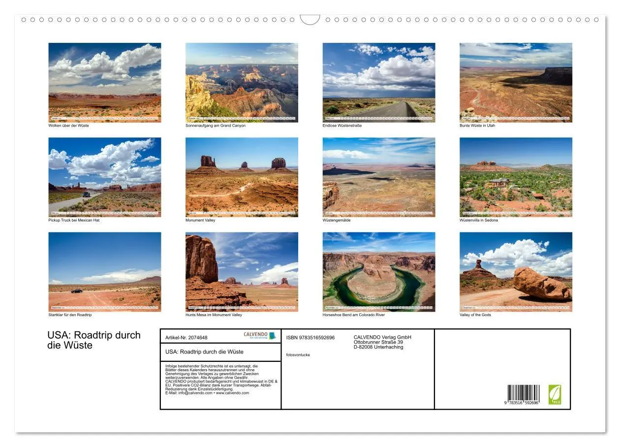 Bild: 9783516592696 | USA: Roadtrip durch die Wüste (Wandkalender 2026 DIN A2 quer),...